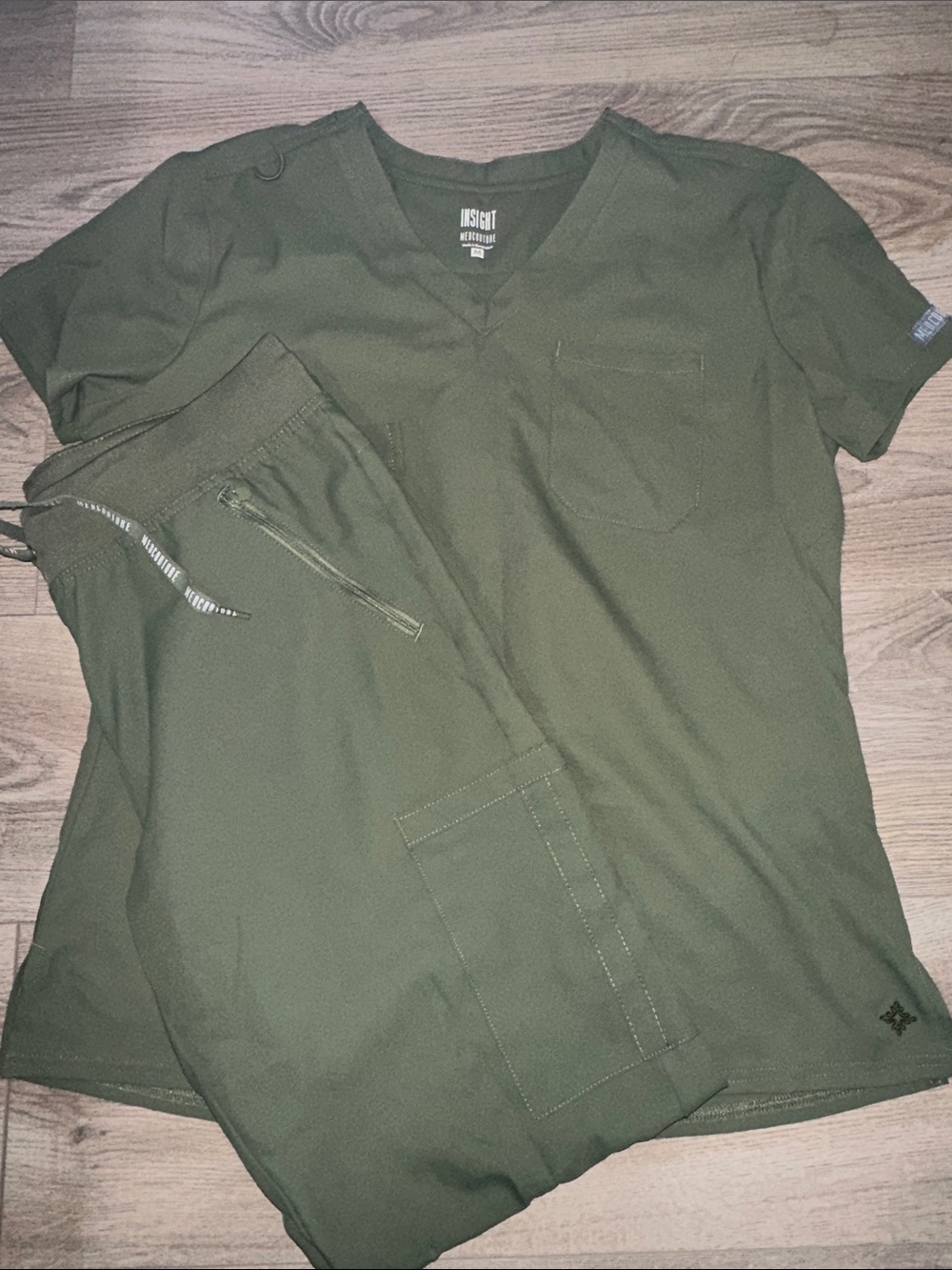 Med Couture Olive Green V-Neck Scrub Set
